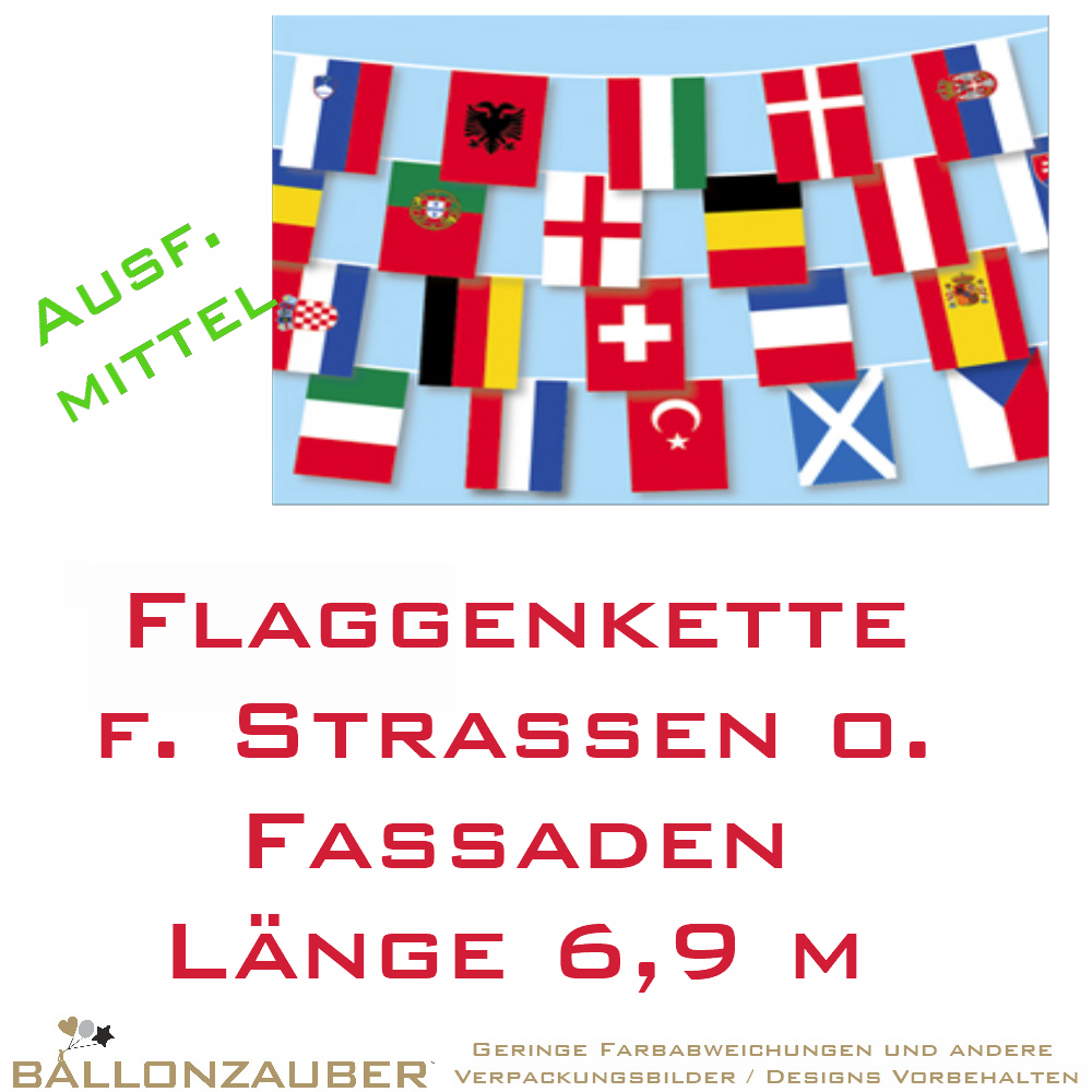 Flaggen-Kette 24 EM 2024-Teilnehmerlnder 